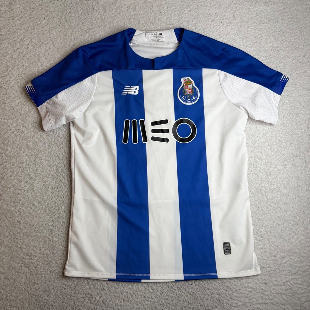 New Balance FC Porto Home Jersey Blue White Striped Soccer Shirt Mens Large